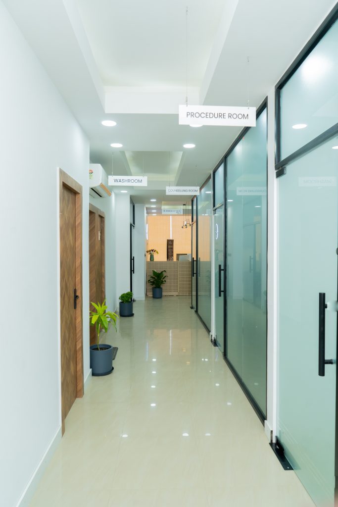 Clean and modern clinic corridor